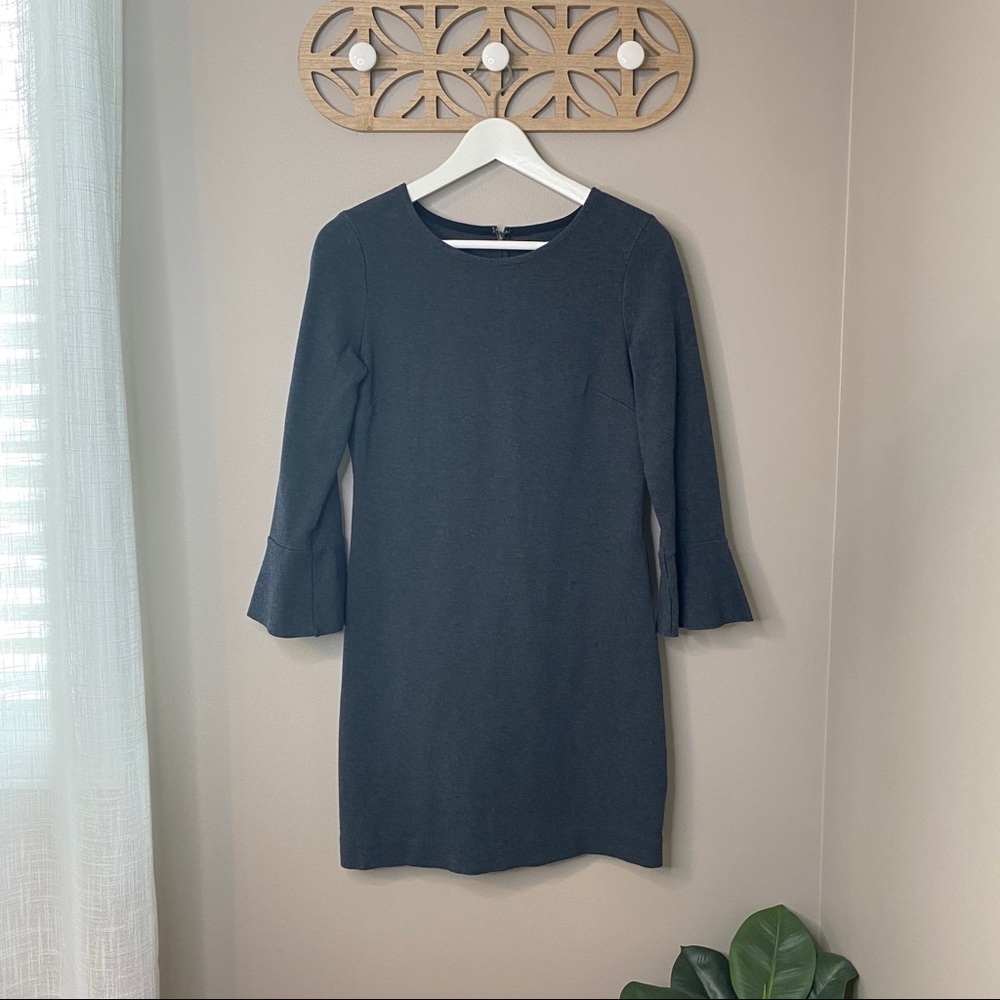 Madewell Heather Gray Flare Bell Sleeve Dress Sz Small